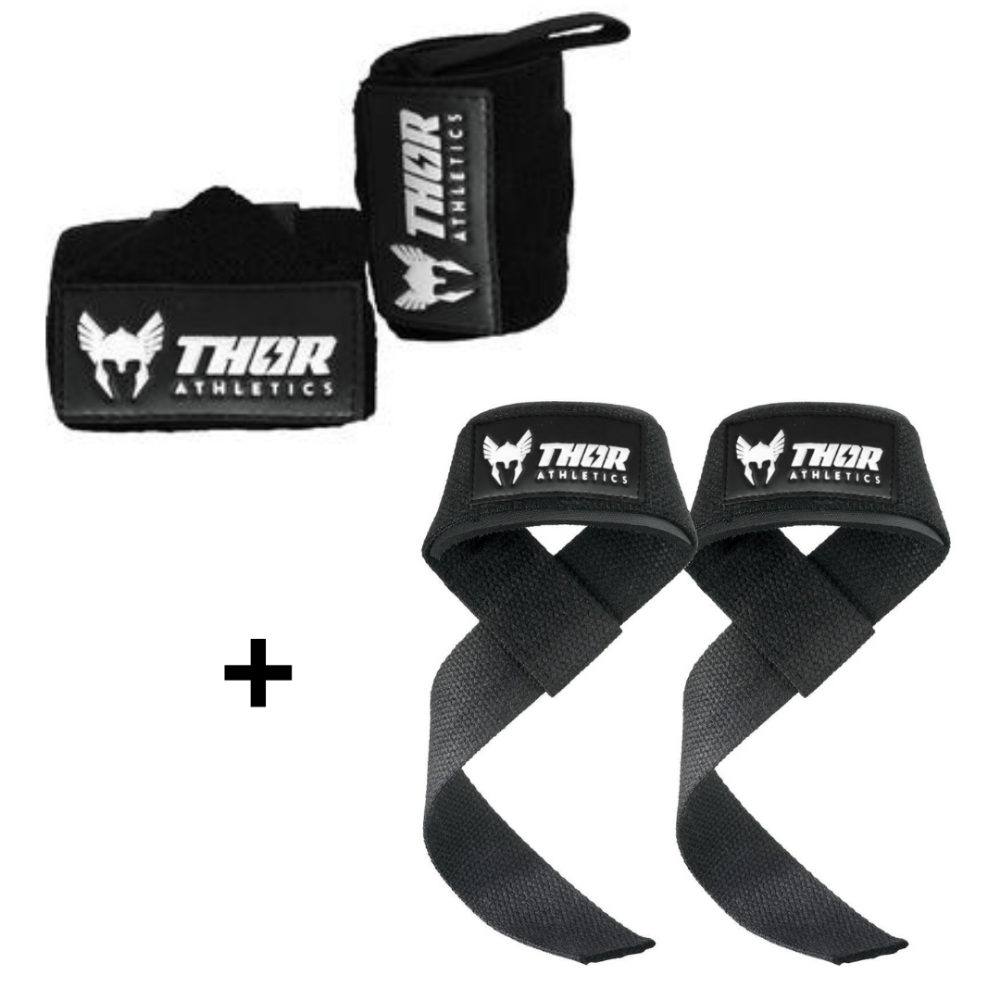 Lifting Straps + Wrist Wraps - Zwart-0