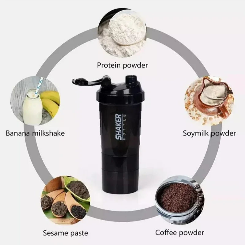 NNEOBA 3-Layer Protein Shaker Bottle Black-2
